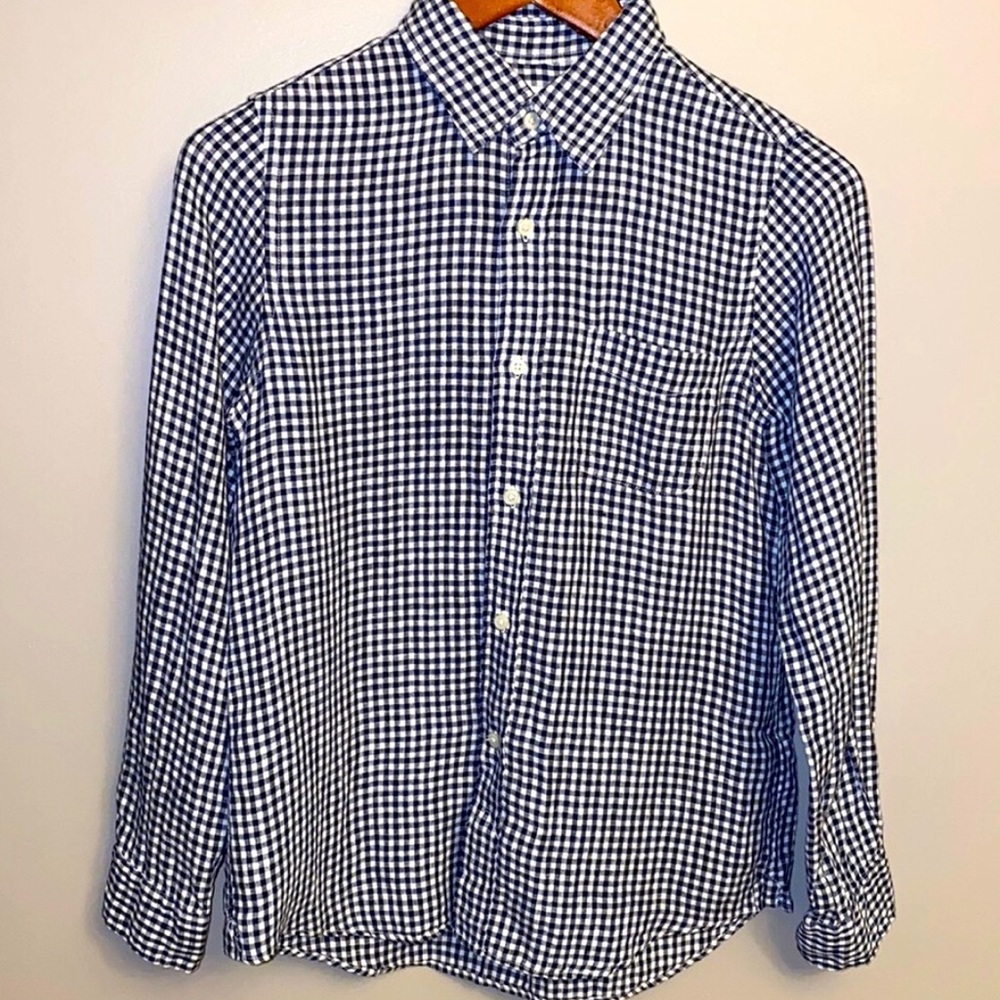French linen gingham shirt